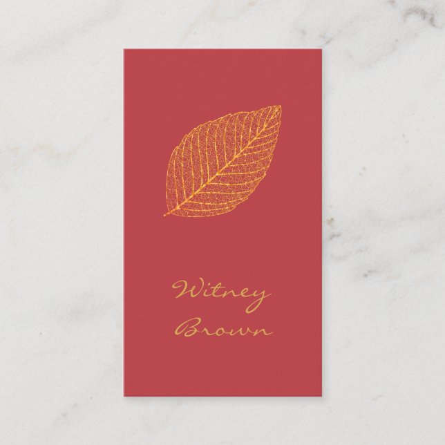 Élégant minimaliste feuille d'or carte de visite (Devant)