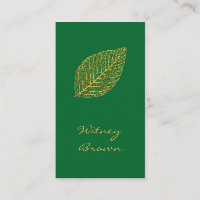 Élégant minimaliste feuille d'or carte de visite (Devant)