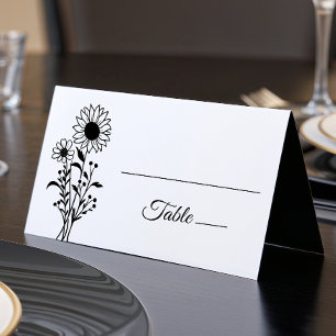 Élégant minimaliste floral noir Mariage blanc