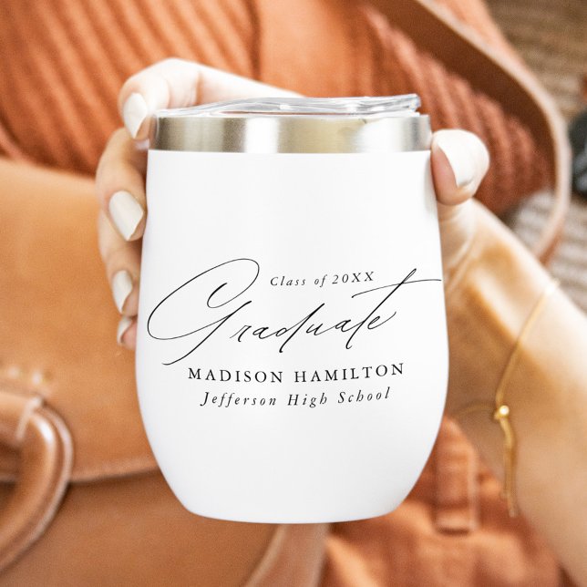 Élégant minimaliste noir Script Graduation (Créateur téléchargé)