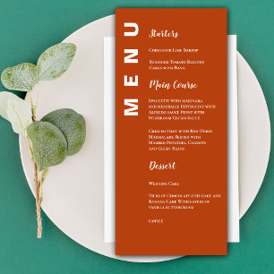 Elégant minimaliste Terracotta Mariage Menu