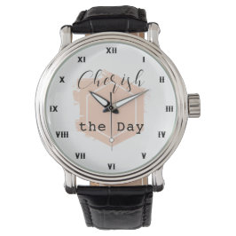 Elegant Minimalistic Blush Peach Geometric Black Armbanduhr