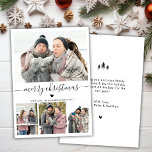 Elegant Minimalistisch 4 Foto Collage Weihnachtsfe Feiertagskarte<br><div class="desc">Elegante, Minimalistische, moderne Schwarz und Weiß 4 Foto Collage Frohe Weihnachts Script Holiday Card. Dieses festliche, minimale vier (4) Foto Urlaubskarte Vorlage verfügt über eine hübsche Foto Collage, ein kleines doodle Herz und sagt Frohe Weihnachten! Der "Frohe Weihnachten"-Grußtext ist in einem schönen schwarzen Hand geschrieben Typografie Swash-Schwanz Schriftart Typ auf...</div>