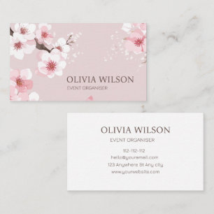 Elegant-minimalistisch-Aquarellfarben, rosa und we Visitenkarte