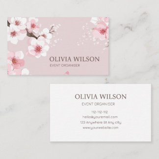 Elegant-minimalistisch-Aquarellfarben, rosa und we Visitenkarte