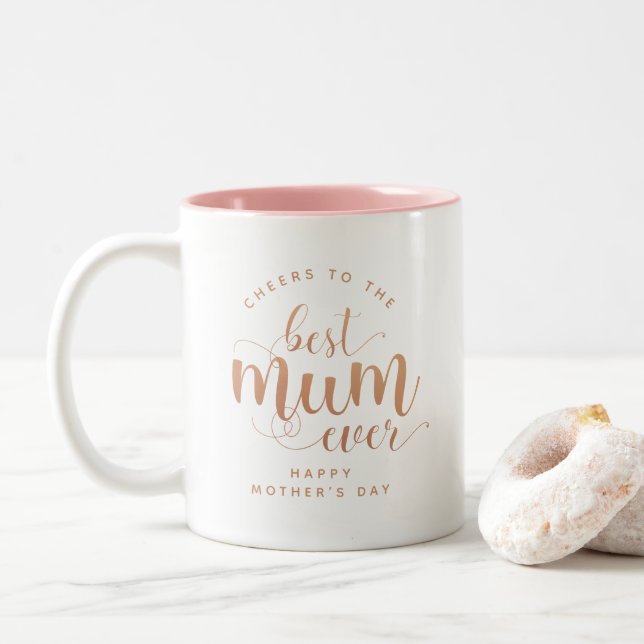 Elegant Minimalistisch Best Mum Ever Zweifarbige Tasse (Mit Donut)