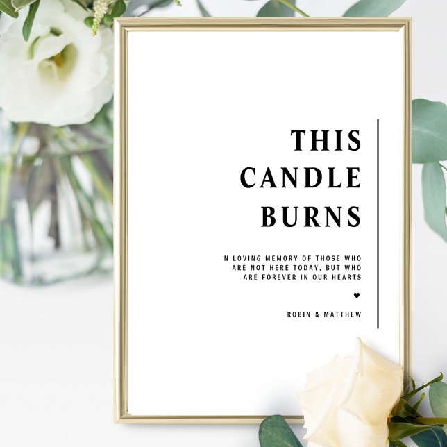 Elegant Minimalistisch dieses Candle Burns Wedding Poster (Von Creator hochgeladen)