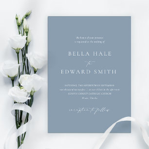 Elegant Minimalistisch Dusty Blue Formal Wedding Einladung