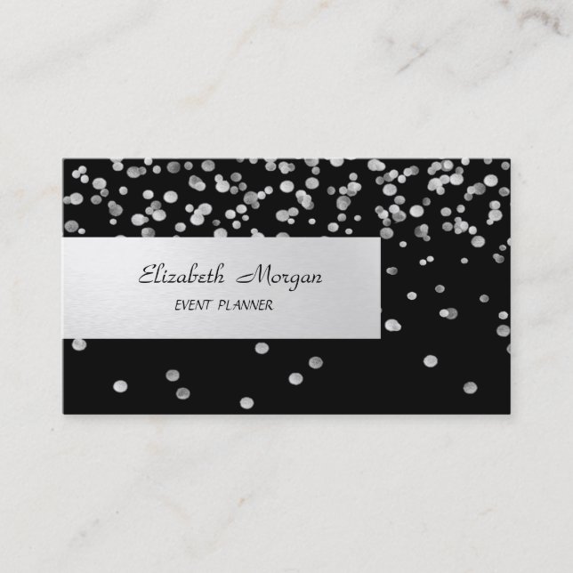 Elegant Minimalistisch, gestreift, schwarz, Konfet Visitenkarte (Vorderseite)