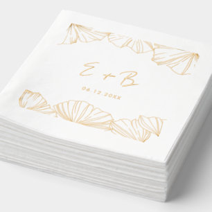 Elegant minimalistisch Ginkgo Biloba Hochzeitsgold Servietten Mit Folie