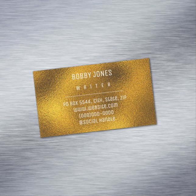 Elegant Minimalistisch Gold Metallic Magnetische Visitenkarte (Beispiel)