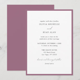 Elegant Minimalistisch Lilac Lila Hochzeit Einladu Einladung
