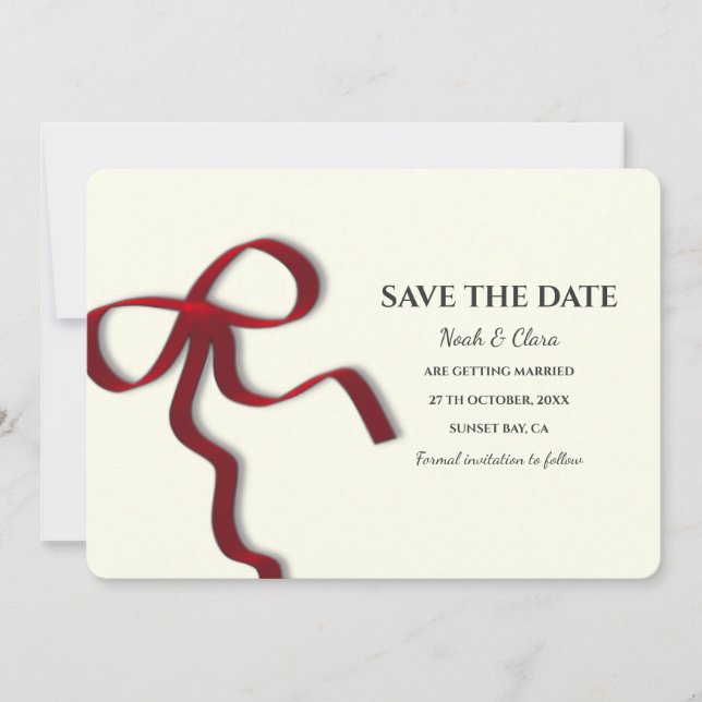 Elegant Minimalistisch mit Red Bow - Einfach klass Save The Date (Vorderseite)