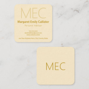 Elegant, Minimalistisch, Modern Elfenbein Creme un Quadratische Visitenkarte