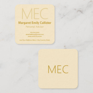 Elegant, Minimalistisch, Modern Elfenbein Creme un Quadratische Visitenkarte