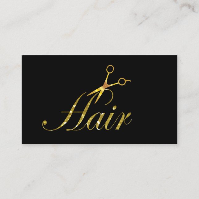 Elegant Minimalistisch Modernes Haar Stylist Black Visitenkarte (Vorderseite)