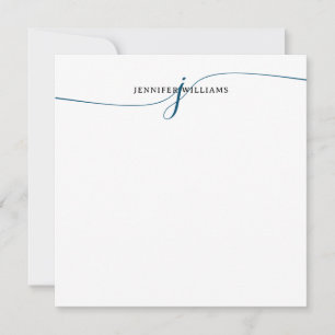 Elegant Minimalistisch Navy Blue Script Monogram Mitteilungskarte