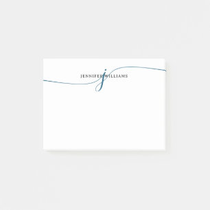 Elegant Minimalistisch Navy Blue Script Monogram Post-it Klebezettel