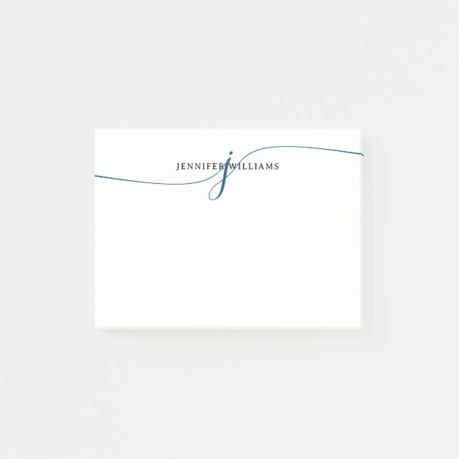 Elegant Minimalistisch Navy Blue Script Monogram Post-it Klebezettel (Vorderseite)