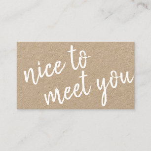 Elegant Minimalistisch Nice to Meet You Greeting K Visitenkarte