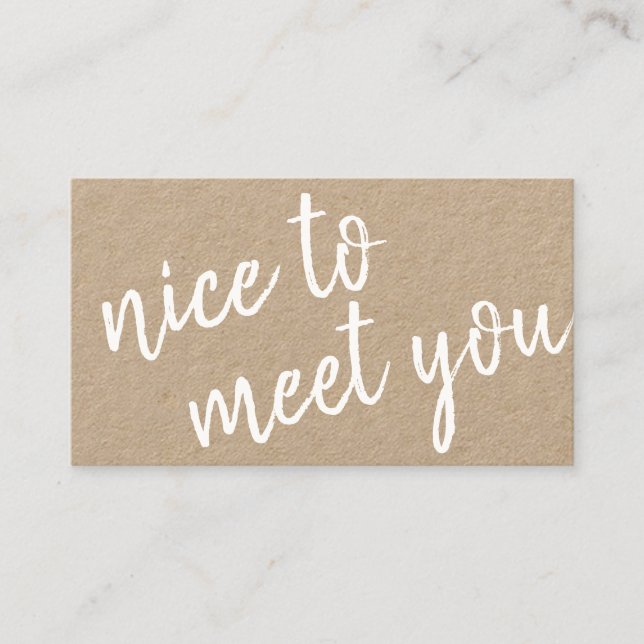 Elegant Minimalistisch Nice to Meet You Greeting K Visitenkarte (Vorderseite)
