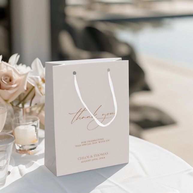 Elegant Minimalistisch Pearl Wedding Vielen Dank Mittlere Geschenktüte (Elegant Minimalist Pearl Wedding Thank You Medium Gift Bag)