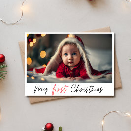 Elegant Minimalistisch Red My First Christmas Holi Feiertagskarte