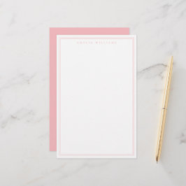 Elegant Minimalistisch rosa Zwei Grenzen Briefpapier