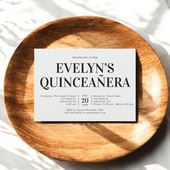 Elegant Minimalistisch Simple Quinceanera Green Einladung (Von Creator hochgeladen)