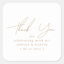 Elegant Minimalistisch Vielen Dank Gold Script Quadratischer Aufkleber