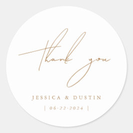 Elegant Minimalistisch Vielen Dank, Script Gold Runder Aufkleber