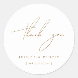Elegant Minimalistisch Vielen Dank, Script Gold Runder Aufkleber
