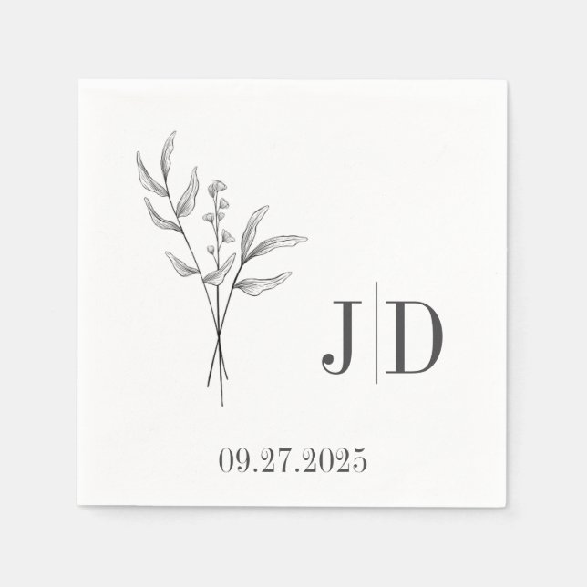 Elegant Minimalistisch Wedding Napkin | Benutzerde Serviette (Vorderseite)