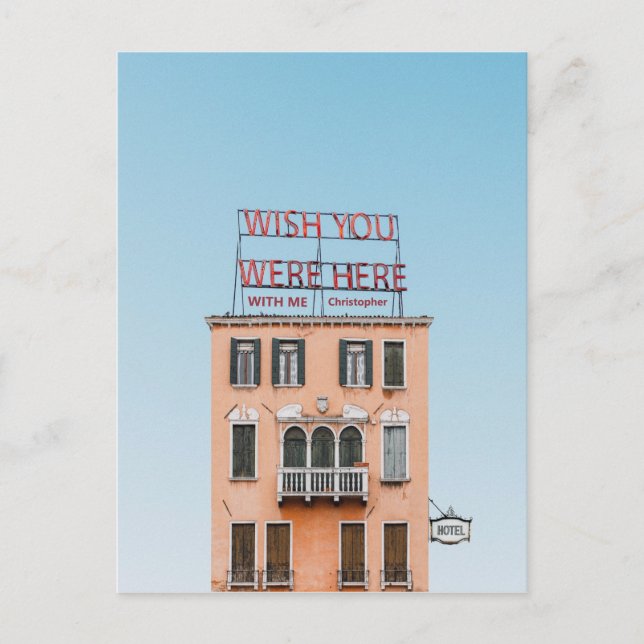 Elegant minimalistisch Wish Sie waren hier mit mir Postkarte (Vorderseite)