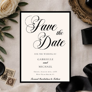 Elegant Minimalistische Alte Schwarze Elfenbein Ho Save The Date