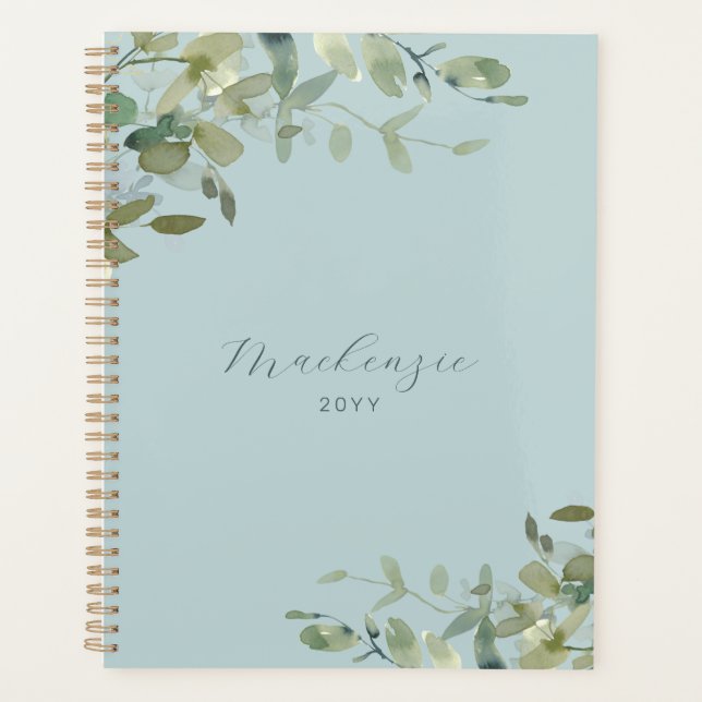 Elegant Minimalistische blaue Vegetation Planer (Vorderseite)