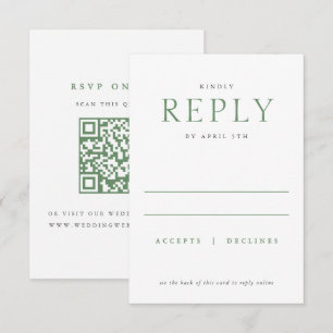 Elegant minimalistische Hochzeit in Sage und Weiß RSVP Karte