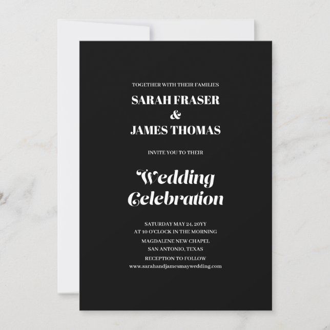 Elegant Minimalistische kalligraphische Schwarze H Einladung (Vorderseite)