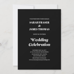 Elegant Minimalistische kalligraphische Schwarze H Einladung