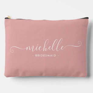 Elegant Minimalistische Rosa Rosa Personalisierte  Zubehörtasche