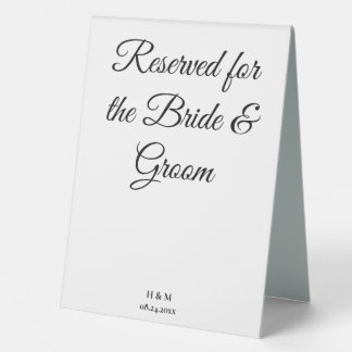 Elegant Minimalistische Schwarz/Weiß Braut & Groom Tischaufsteller