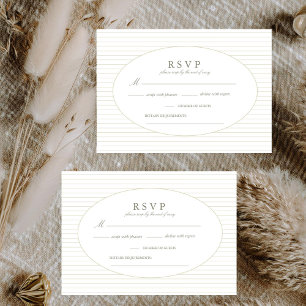 Elegant Minimalistische Streifen Grüne Hochzeit RSVP Karte