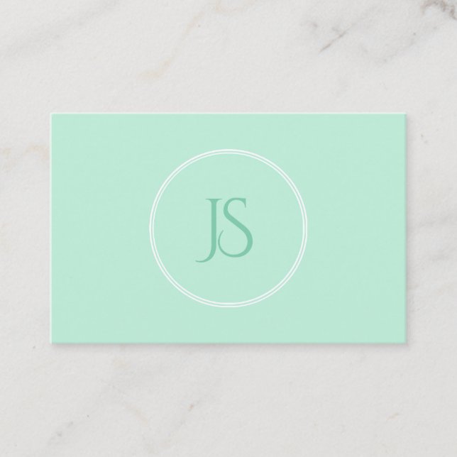 Elegant Mint Green Modern Monogram Simple Visitenkarte (Vorderseite)