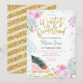 Elegant Mint Winter Onederland Einladung zum Gebur