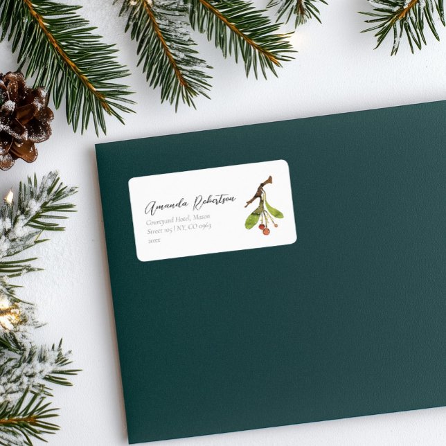 Elegant Mistletoe Christmas Adressaufkleber (Von Creator hochgeladen)