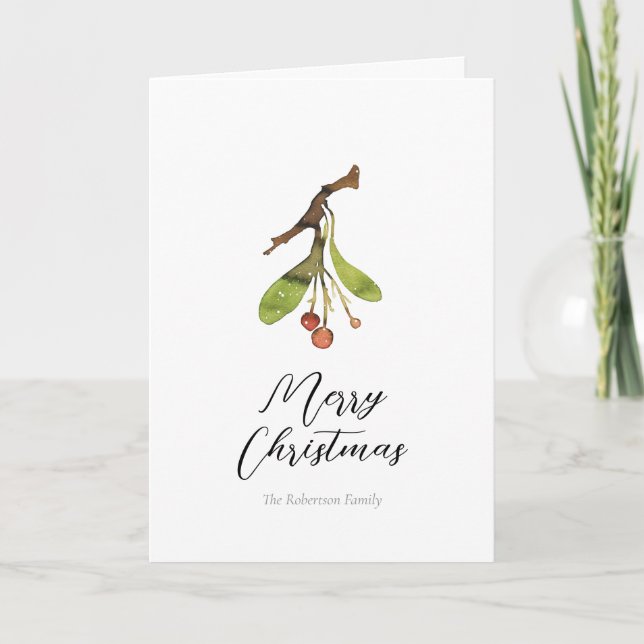 Elegant Mistletoe Christmas Karte (Vorderseite)