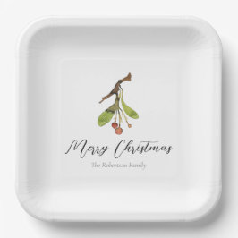 Elegant Mistletoe Christmas Pappteller