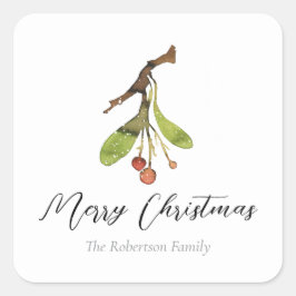 Elegant Mistletoe Christmas Quadratischer Aufkleber