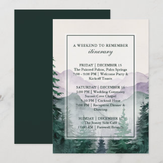 Elegant Misty Mountain Forest Itinerary Card Einladung