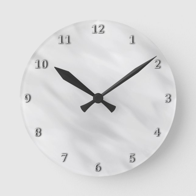 Elegant Misty Silver Pearl Clock Bath Accessory Runde Wanduhr (Vorderseite)